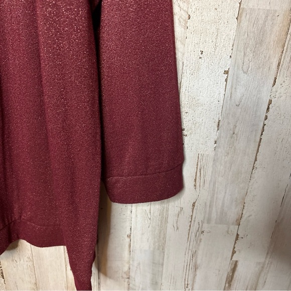 Woman Within Sweatshirt Womens Pullover Round Neck  Maroon & Metallic 2X - Picture 7 of 16